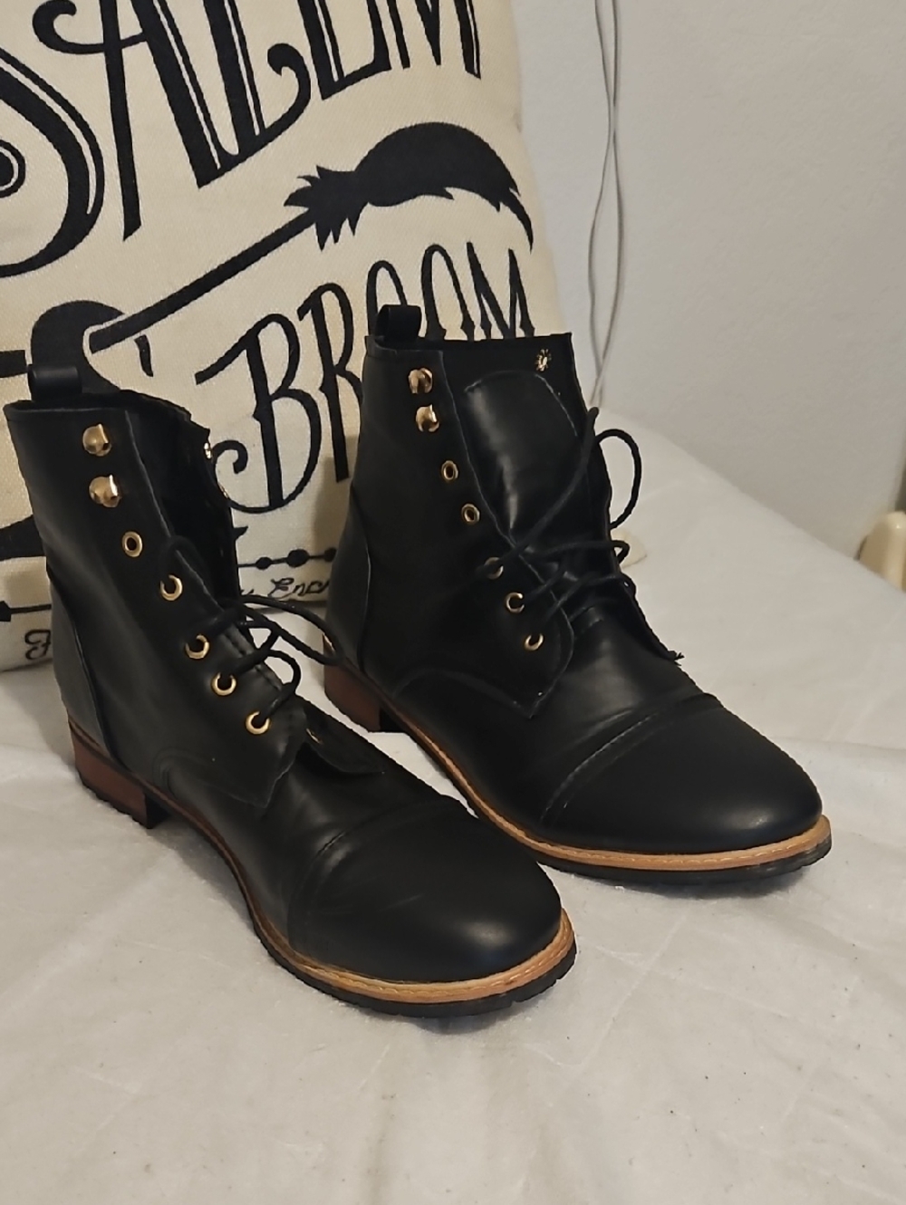 "Chrome Hearts" Women’s Black Lace-Up Leather Ankle Boots Size 40 Euro